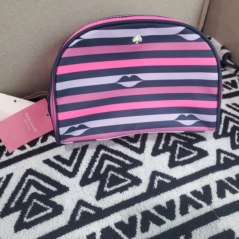 Kate Spade Pink and Purple Cosmetic Bag